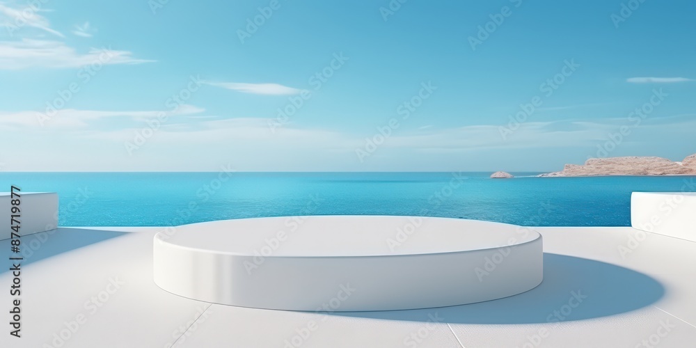 Minimalist White Platform Overlooking the Ocean