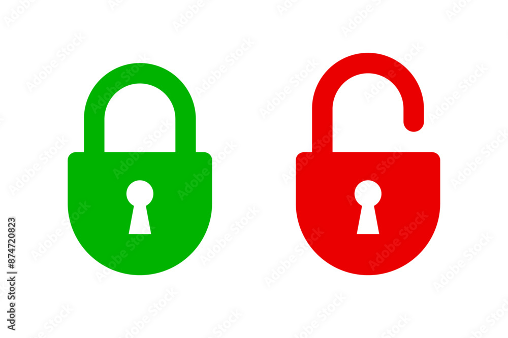 Locked and unlocked padlock icon Locked and unlocked padlock icon