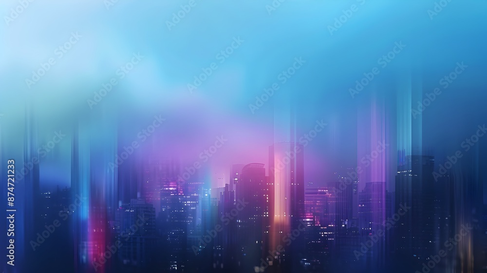 Minimal Blue Holographic City Skyline in Minimal Blue Holographic City Skyline in