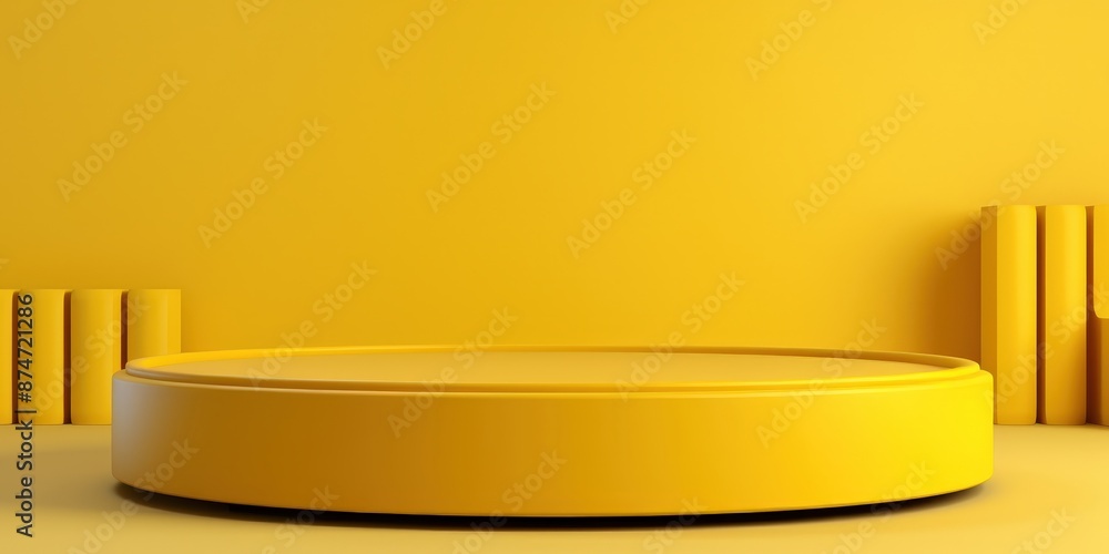 Yellow Minimalist 3D Product Stand Platform Mockup Yellow Minimalist 3D Product Stand Platform Mockup