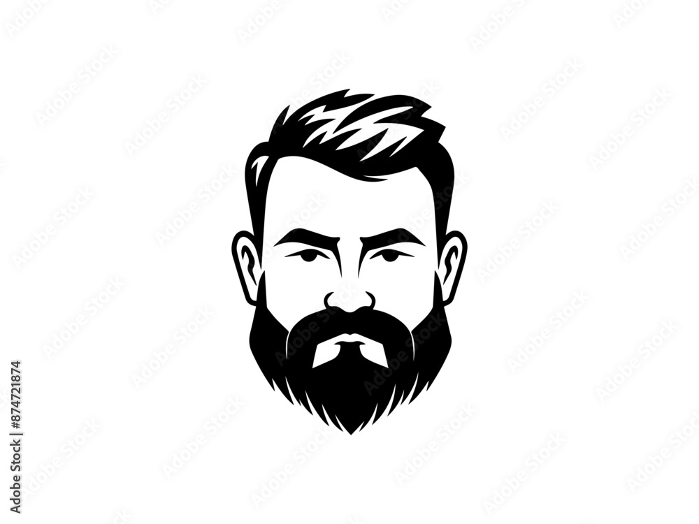 Bearded men's face silhouette vector illustration Bearded men's face silhouette vector illustration