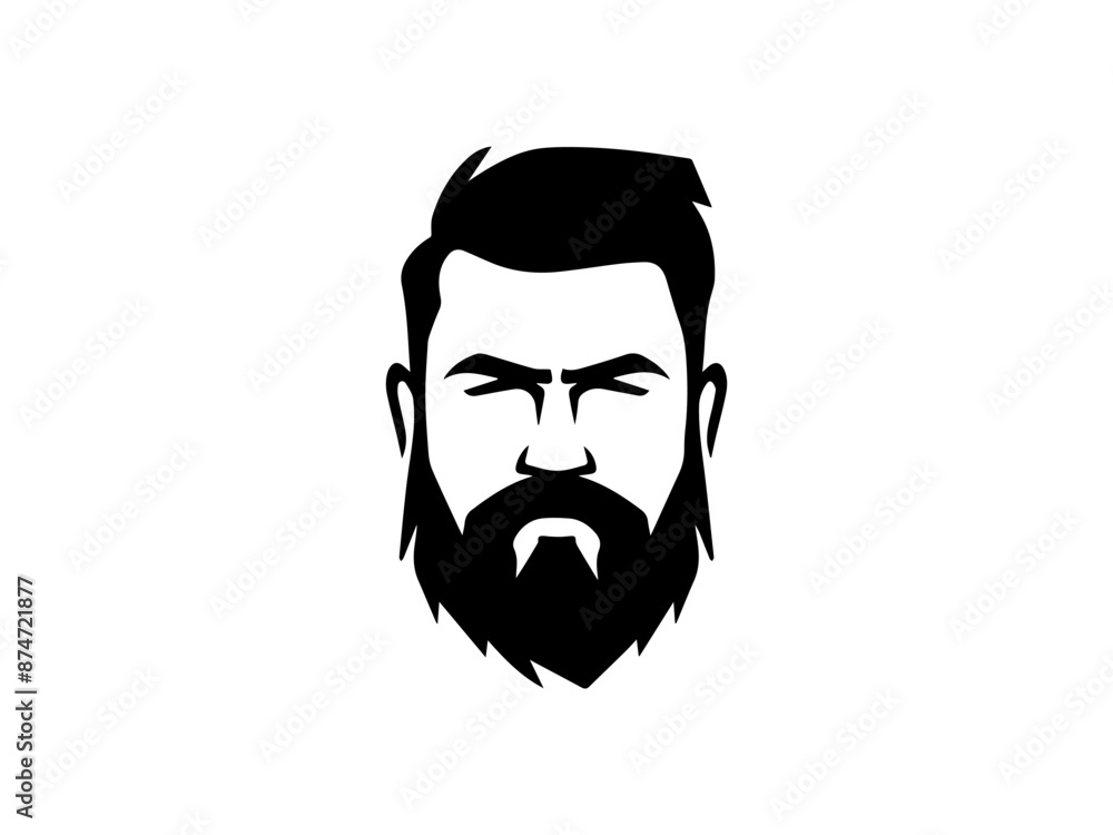 Bearded men's face silhouette vector illustration Bearded men's face silhouette vector illustration