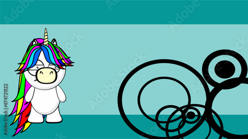 funny unicorn cartoon illustration background in vector format