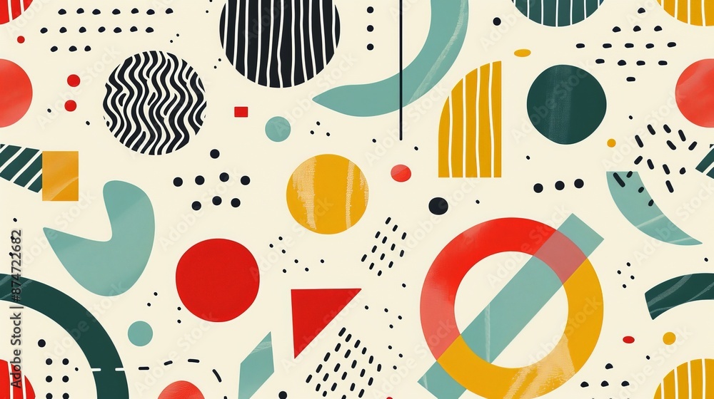 A retro-inspired pattern with colorful geometric shapes and bold lines, evoking a sense of nostalgia and fun, suitable for decor and stationery. A retro-inspired pattern with colorful geometric shapes and bold lines, evoking a sense of nostalgia and fun, suitable for decor and stationery.