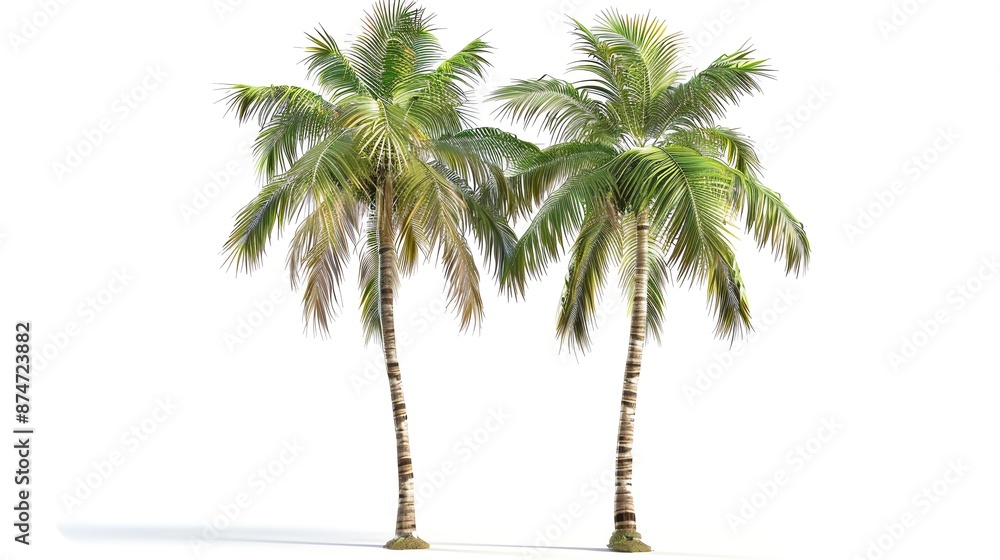 Obraz premium Two palm trees rendered in 3D software