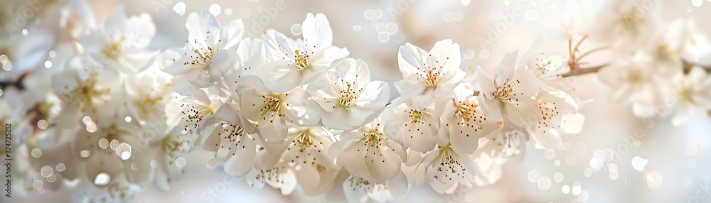 A closeup photograph of a cherry blossom branch in full bloom against a blurred background of out of focus cherry blossoms A closeup photograph of a cherry blossom branch in full bloom against a blurred background of out of focus cherry blossoms