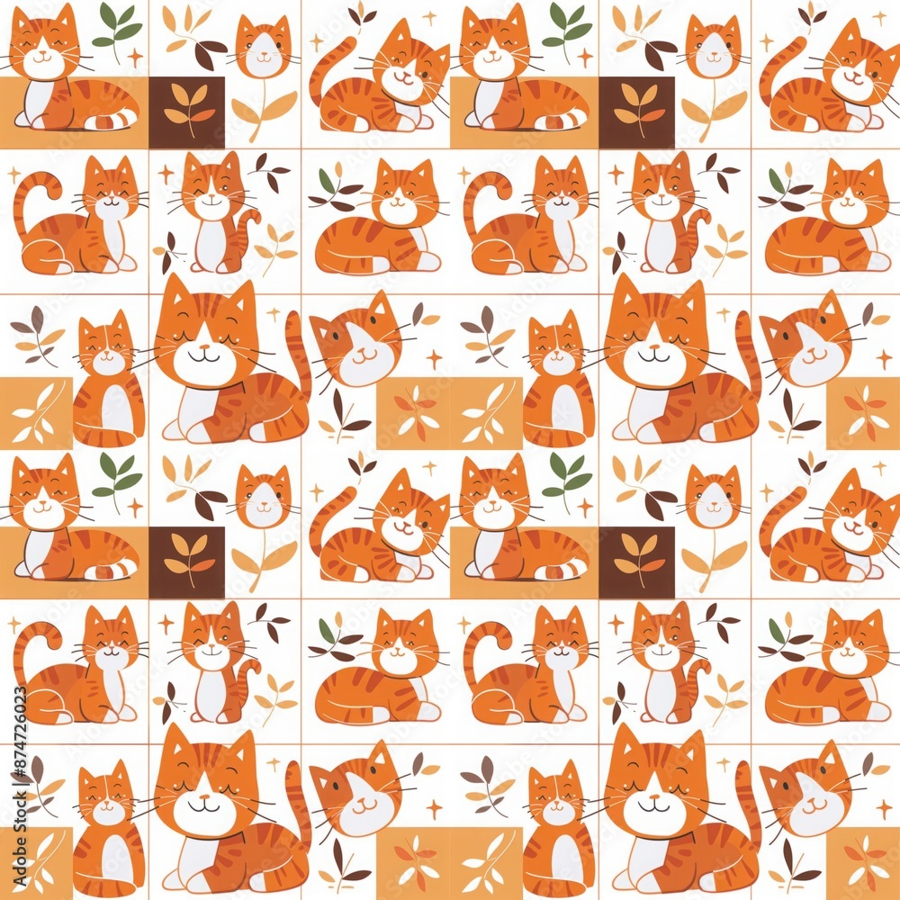 Cartoon style cat pattern Cartoon style cat pattern