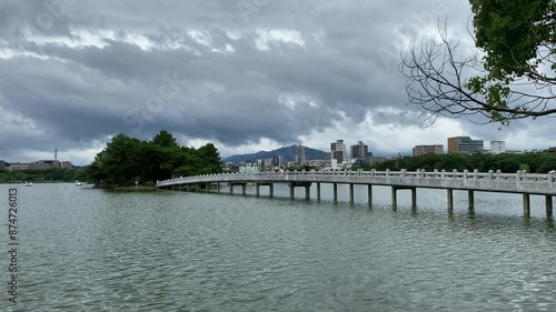 Wallpaper Mural lake, water, pier, sky, landscape, nature, river, bridge, summer, clouds, travel, trees, vacation Torontodigital.ca