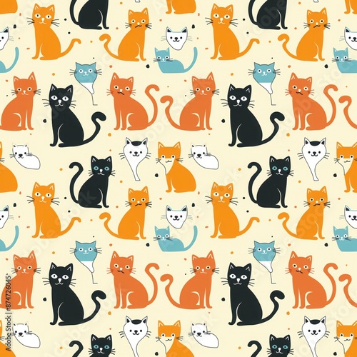 Cartoon style cat pattern
