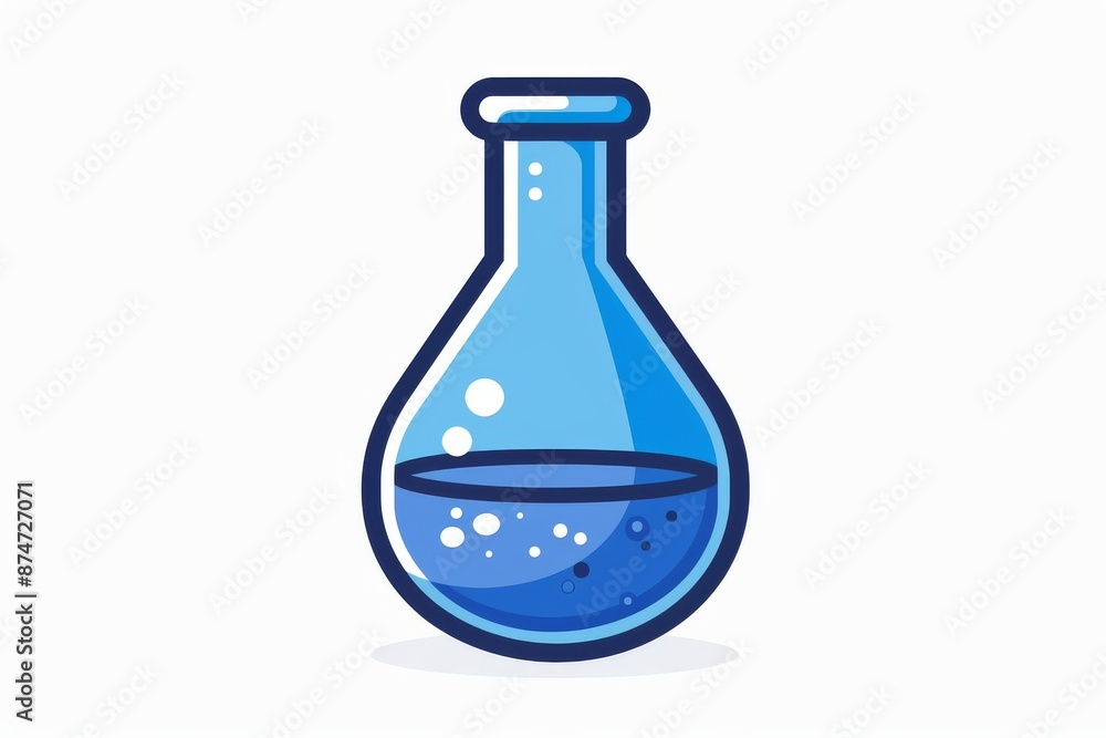 Chemistry flask with amber liquid, set against a white background with a shadow, representing scientific experimentation and simplicity. Chemistry flask with amber liquid, set against a white background with a shadow, representing scientific experimentation and simplicity.