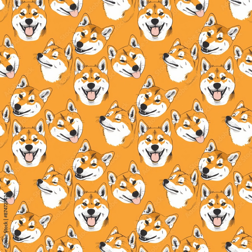 Fototapeta premium Shiba Inu dog head pattern