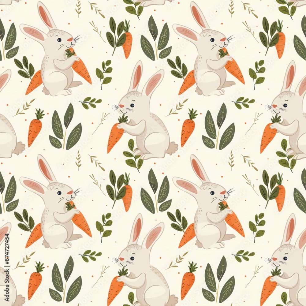 Rabbit eating carrot pattern Rabbit eating carrot pattern