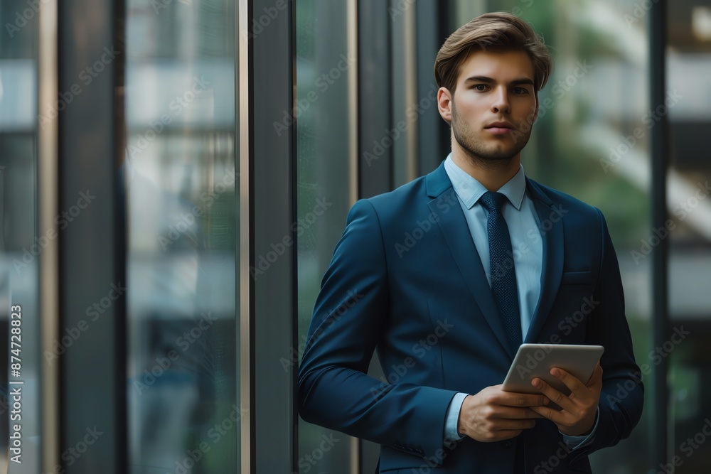 Professional Businessman with Tablet in Modern Office Setting Entrepreneur Workspace Professional Businessman with Tablet in Modern Office Setting Entrepreneur Workspace