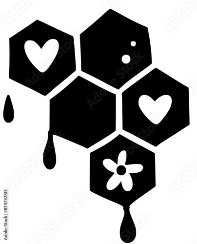 jar illustration bee silhouette honeycomb logo food icon pot outline hive honey healthy product organic sweet flower natural dessert shape beehive insect spoon for vector graphic background