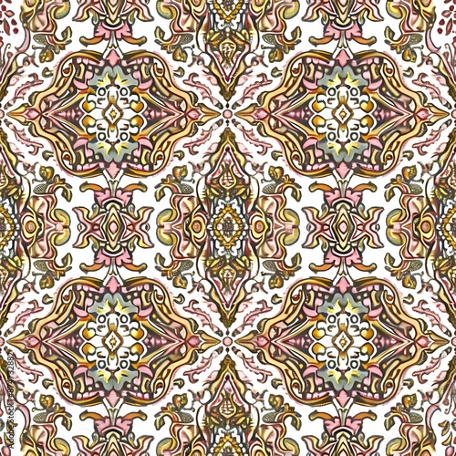 Wallpaper Mural Vibrant and Saturated Paisley and Floral Textile Design with Floral and Geometric Elements Torontodigital.ca