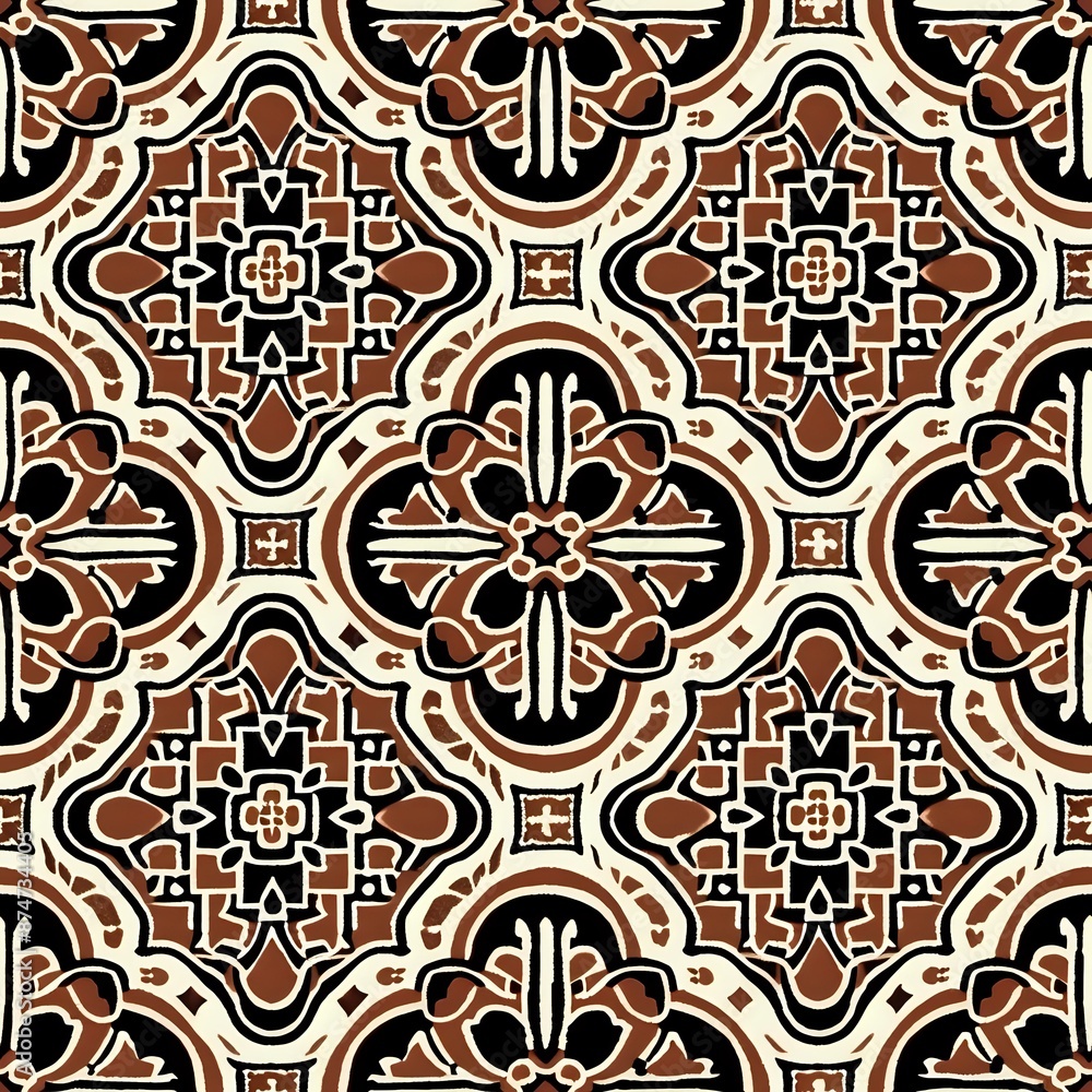 Dark and Light Blue Quatrefoil Grid Pattern with Moorish Influence Dark and Light Blue Quatrefoil Grid Pattern with Moorish Influence
