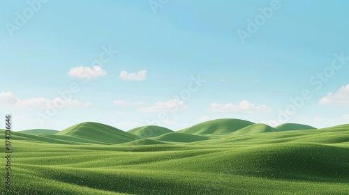 A serene landscape background featuring rolling hills under a clear blue sky, perfect for creating a peaceful and calming atmosphere.