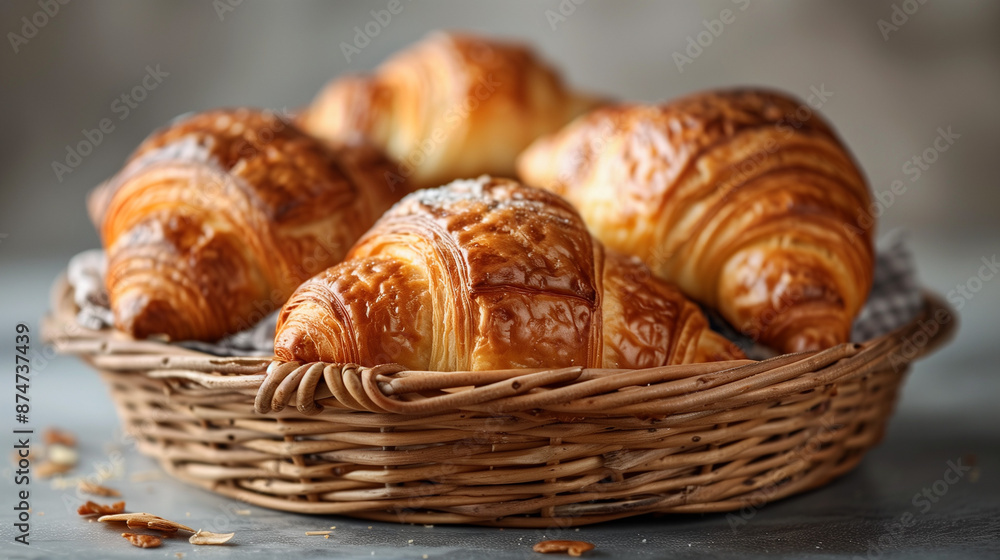 stack of croissants in a basket, Ai generated images stack of croissants in a basket, Ai generated images