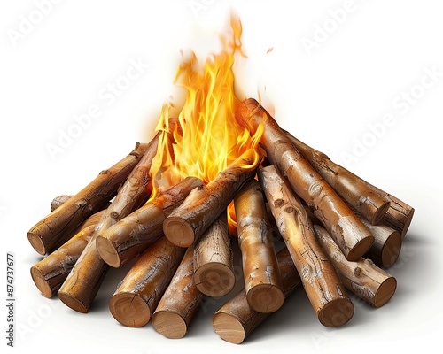 Wallpaper Mural A bonfire with logs clipart, natural element, realistic style, warm hues, isolated on white background Torontodigital.ca