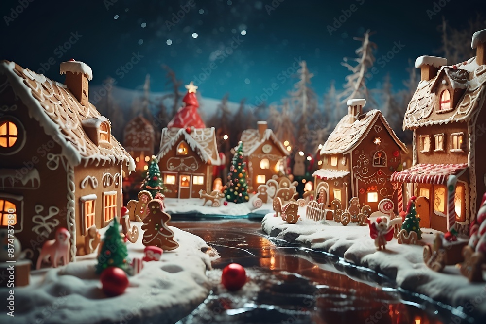 Gingerbread village decorated for the Christmas holiday Gingerbread village decorated for the Christmas holiday