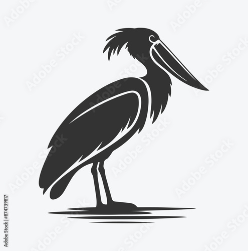Majestic Shoebill Silhouette, Capturing the Grace of Nature's Stork