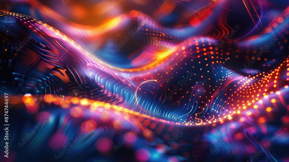 Abstract futuristic background with glowing fractal patterns and digital light effects. Abstract futuristic background with glowing fractal patterns and digital light effects.