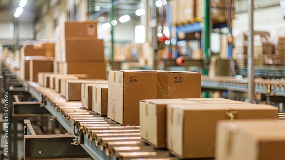 Production of cardboard boxes in a factory Production of cardboard boxes in a factory