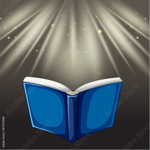 An open book illuminated by radiant light