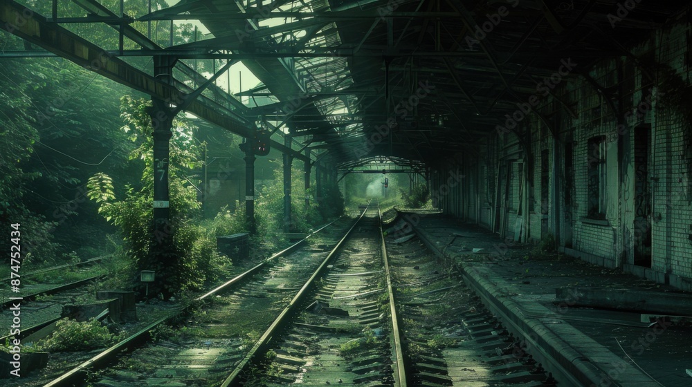 Forgotten Relics: Abandoned Train Station's Decayed Platforms and Haunting Silence Forgotten Relics: Abandoned Train Station's Decayed Platforms and Haunting Silence