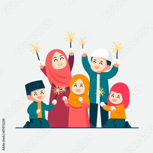 Flat families celebrate Eid by setting off fireworks