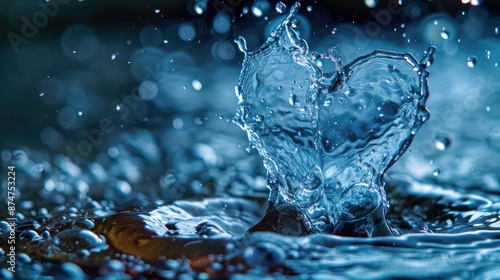 Love in the Waves: A Heart-shaped Splash in the Water photo