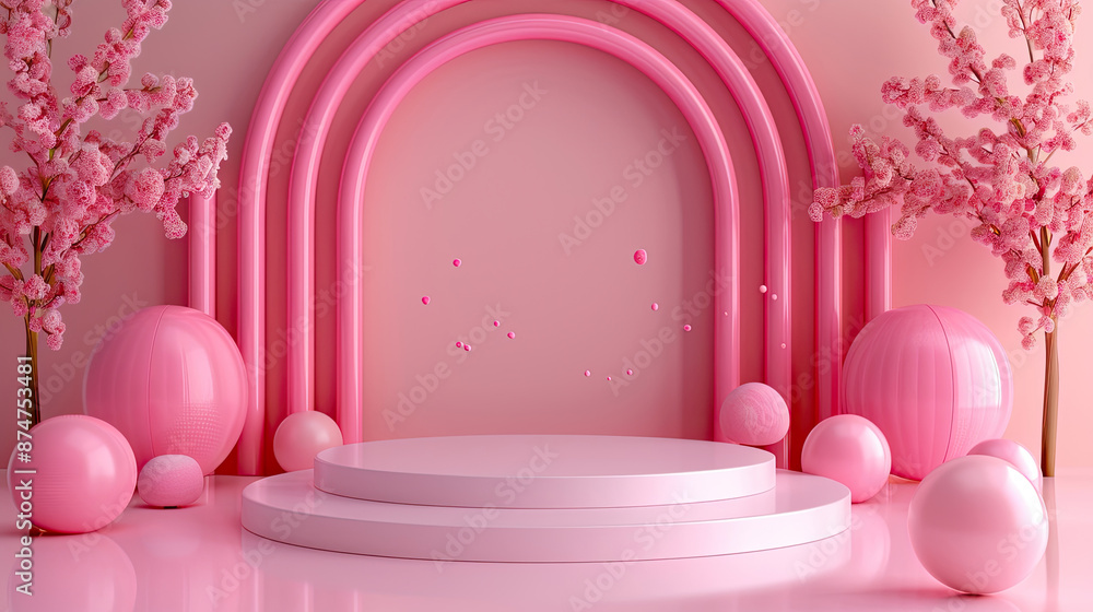 Podium Pedestal for Product Showcase. Product Photography. Product Mockup in 3D Rendered Style. Product Showcase Background Podium Pedestal for Product Showcase. Product Photography. Product Mockup in 3D Rendered Style. Product Showcase Background