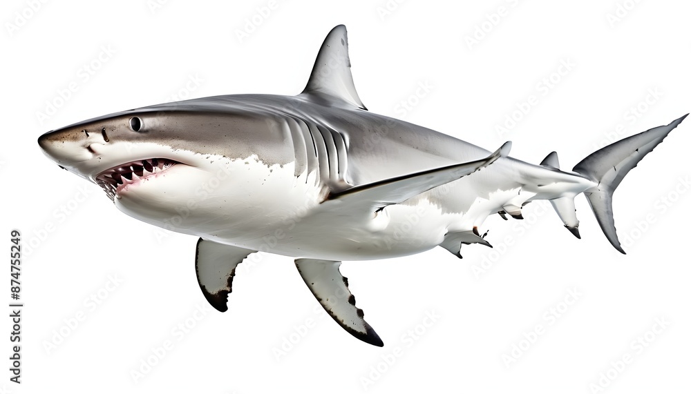 Obraz premium shark isolated on white, shark on white background