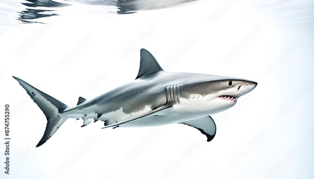 shark in the water, shark on white background shark in the water, shark on white background