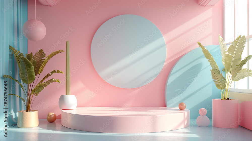 Podium Pedestal for Product Showcase. Product Photography. Product Mockup in 3D Rendered Style. Product Showcase Background Podium Pedestal for Product Showcase. Product Photography. Product Mockup in 3D Rendered Style. Product Showcase Background