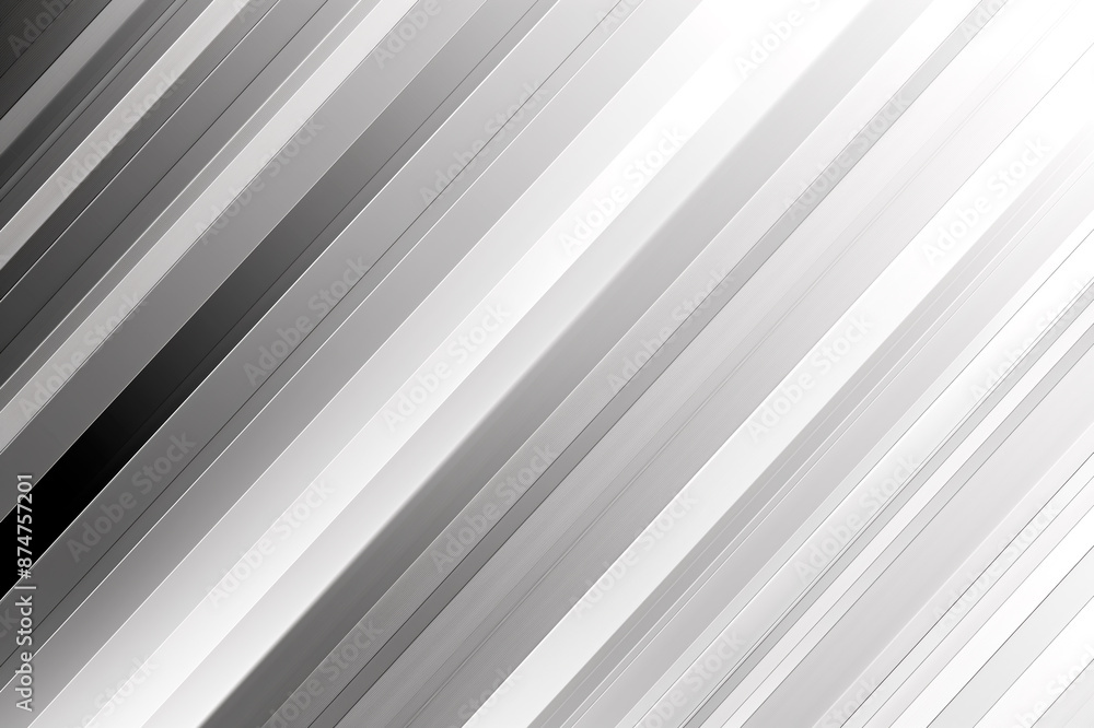 Fototapeta premium Abstract diagonal stripes in shades of gray forming a dynamic pattern, set against a white background, conveying a minimalist concept. Generative AI