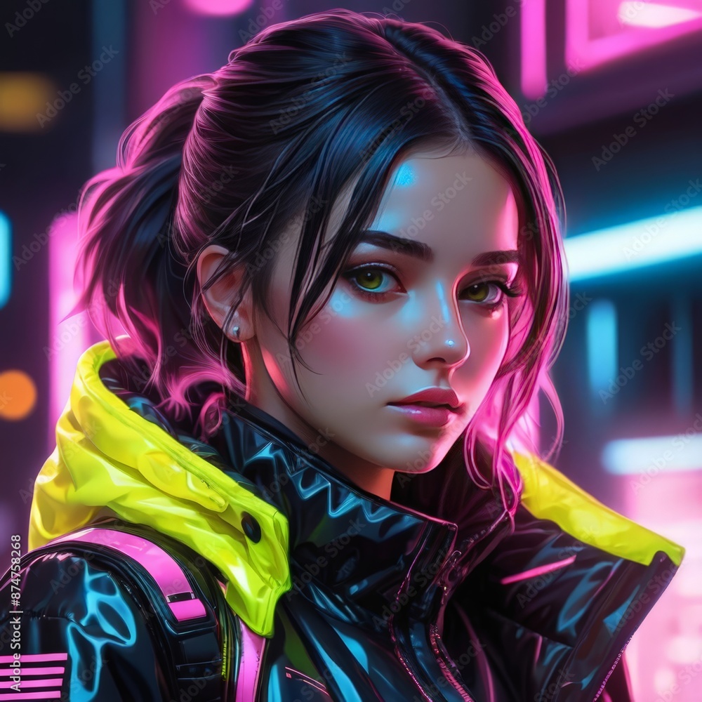 Fototapeta premium neon-jacketed girl