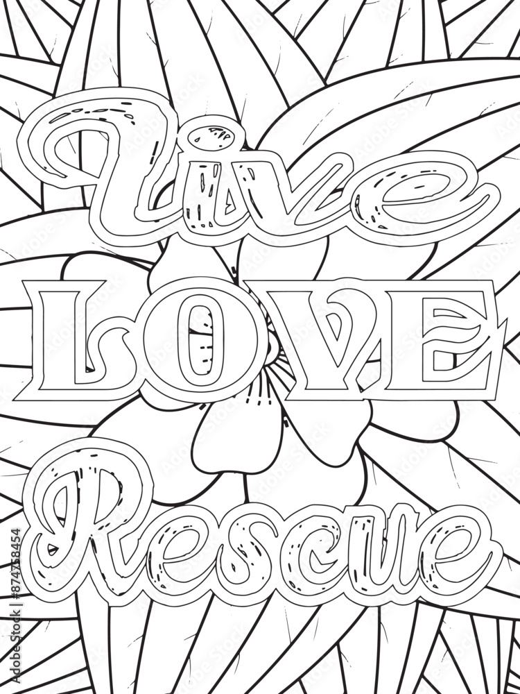 Dog Quotes Flower Coloring Page Beautiful black and white illustration for adult coloring book Dog Quotes Flower Coloring Page Beautiful black and white illustration for adult coloring book
