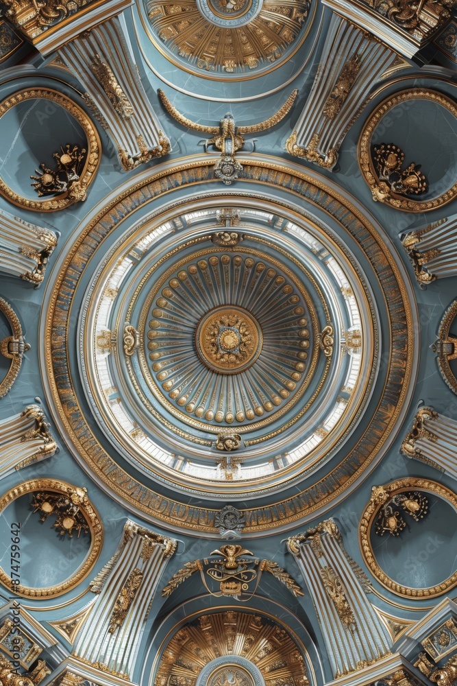 Obraz premium Ornate Baroque Barocco Marble Ceiling Design with Intricate Non-Linear Accents Depicting Classic Elegance and Architectural Beauty