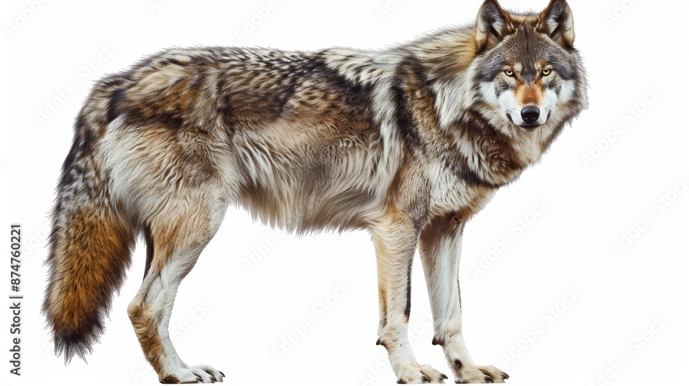 A wolf standing on a white background A wolf standing on a white background