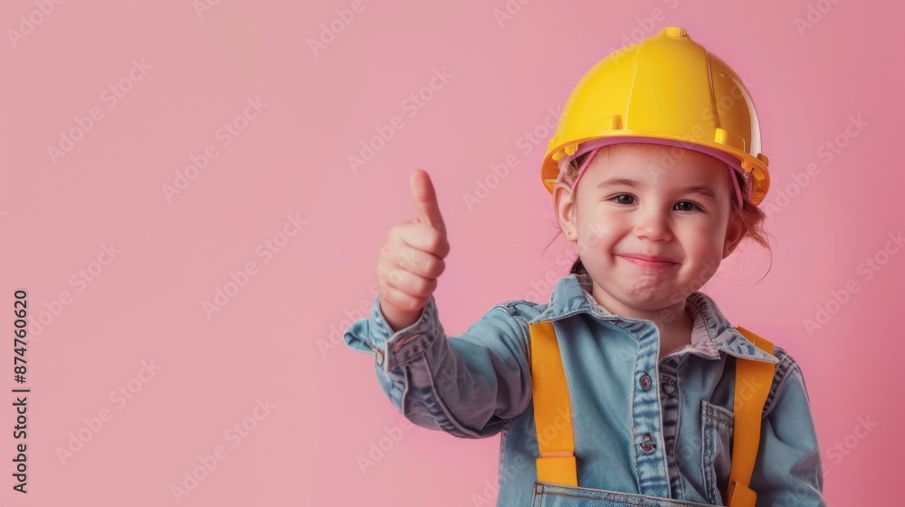 Happy Young Engineer Giving Thumbs-Up with Tools on Pastel Background Happy Young Engineer Giving Thumbs-Up with Tools on Pastel Background
