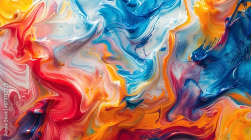 Abstract swirls of colorful paint on a canvas, forming a dynamic and expressive texture background.