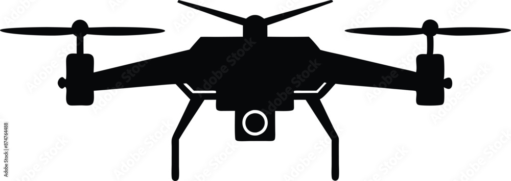 Drone silhouette vector, drone camera icon silhouette vector illustration Drone silhouette vector, drone camera icon silhouette vector illustration
