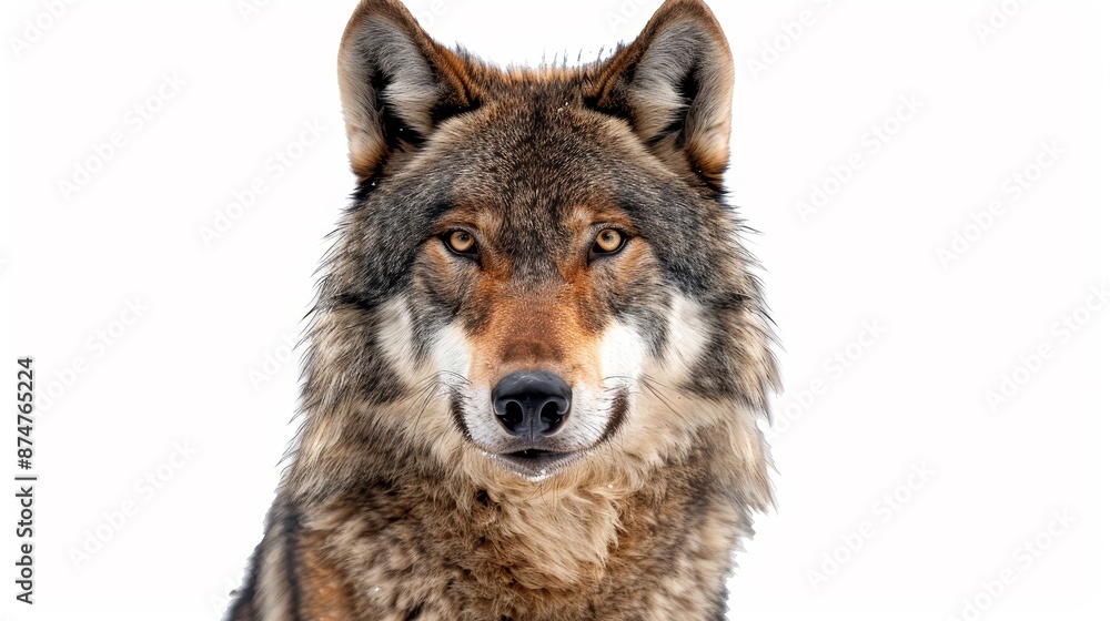 Fototapeta premium A wolf is staring at the camera with its mouth open