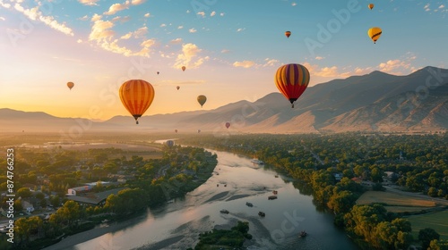 The balloons are of various colors and sizes
