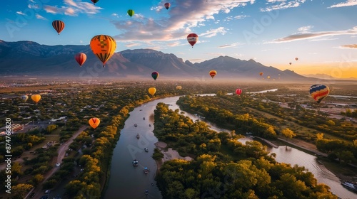 The balloons are of various colors and sizes