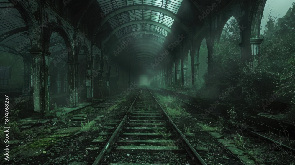 Abandoned Train Depot: Ghostly Trains on Decayed Tracks in Eerie Silence Abandoned Train Depot: Ghostly Trains on Decayed Tracks in Eerie Silence