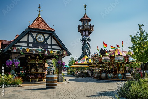 Germany  typical fairground rides decoration at the Oktoberfest in Munich. © Jahid CF 5327702