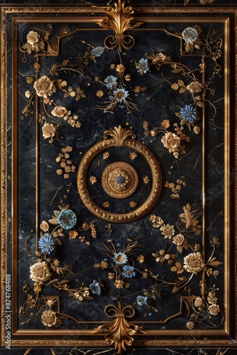 Wallpaper Mural Ornate Baroque Barocco Marble Ceiling Design with Intricate Non-Linear Accents Depicting Classic Elegance and Architectural Beauty Torontodigital.ca