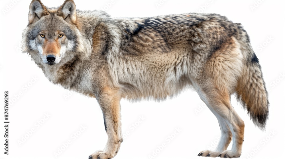 Obraz premium A wolf is standing on a white background